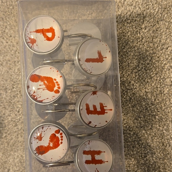 Other - Halloween Help Me Scary Bloody Handprints Footprints Shower Curtain Hooks Set...